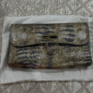 Christian Louboutin Gold and Silver Glitter Clutch